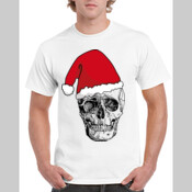 Santa Skull - Gildan Regular White Mens T Shirt SPECIAL